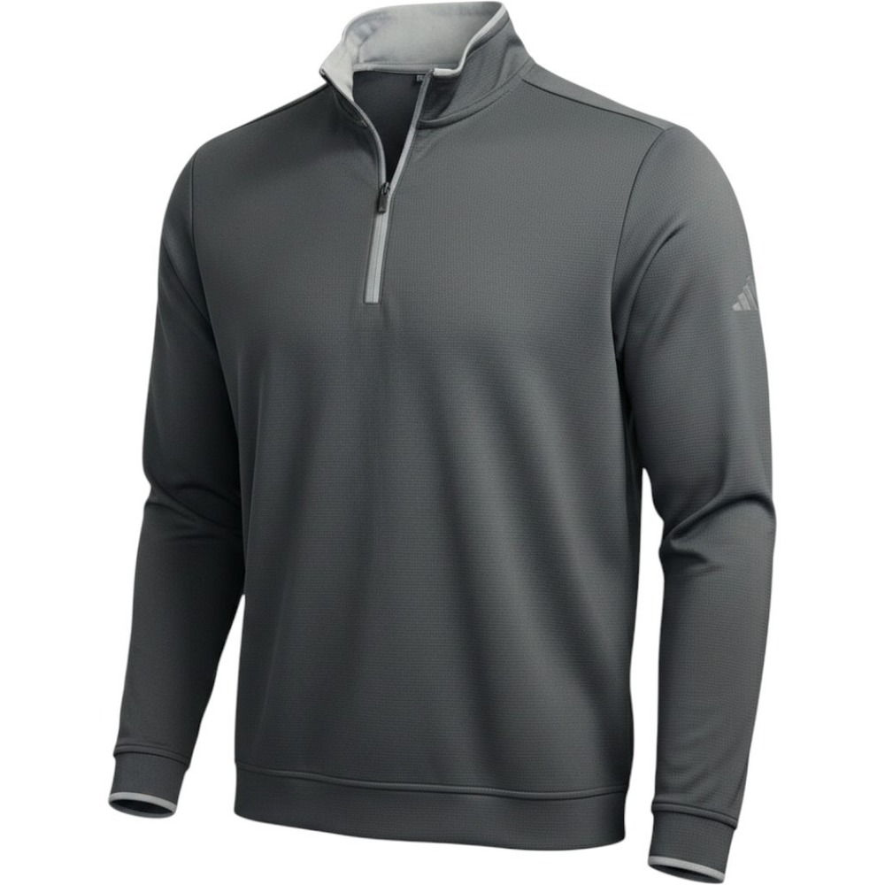 Adidas Pullover Mens L Black 1/4 Zip Long Sleeve Golf Athletic Top Lightweight‎